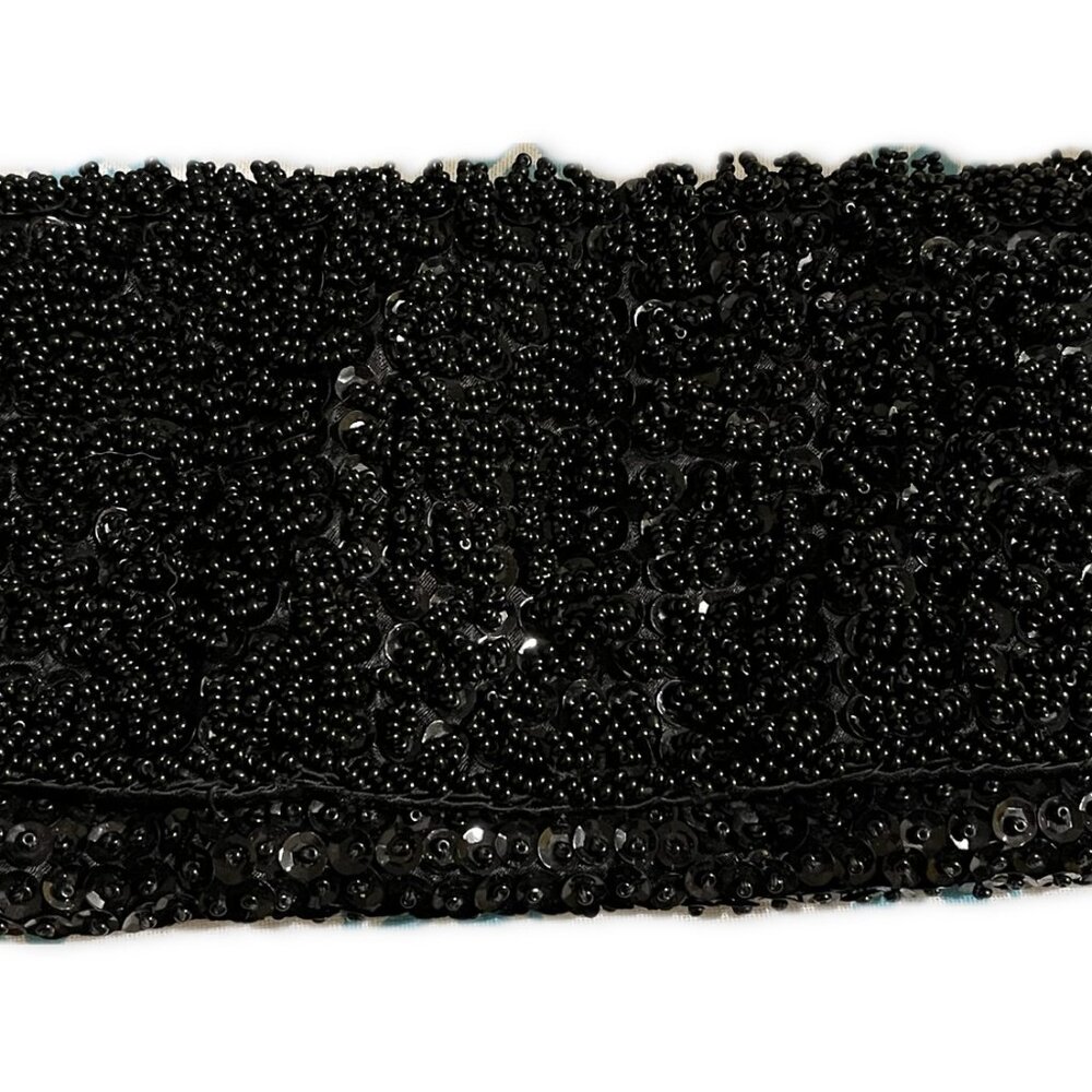Vintage Black Beaded Satin Clutch